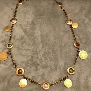 Coach gold and glass medallion statement necklace